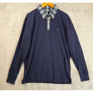 Brooks Brothers 1818 Slim Fit Plaid Collar Performance Polo Shirt Size XL Navy